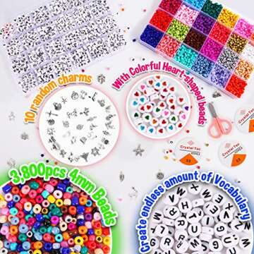Goody King Jewelry Making Kit Beads for Bracelets - 5000+pcs Bead Craft Kit Set, Glass Pony Seed Let...