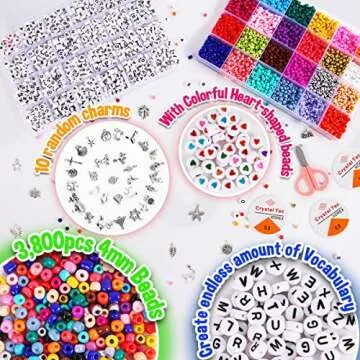 Goody King Jewelry Making Kit Beads for Bracelets - 5000+pcs Bead Craft Kit Set, Glass Pony Seed Let...