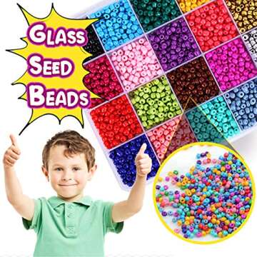 Goody King Jewelry Making Kit Beads for Bracelets - 5000+pcs Bead Craft Kit Set, Glass Pony Seed Letter Alphabet DIY Art and Craft - Gift for Her Women Kid Age 6 7 8 9 (4mm)