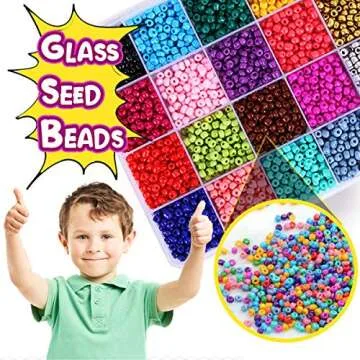 Goody King Jewelry Making Kit Beads for Bracelets - 5000+pcs Bead Craft Kit Set, Glass Pony Seed Letter Alphabet DIY Art and Craft - Gift for Her Women Kid Age 6 7 8 9 (4mm)