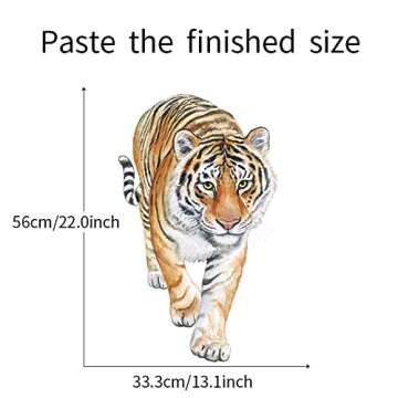 3D Tiger Wall Decor Lifelike Animal Decals Wallpaper Self-Adhesive Waterproof Cute Lovely Art Mural ...