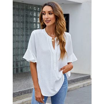 Stylish Women's White Chiffon Blouse with Ruffles
