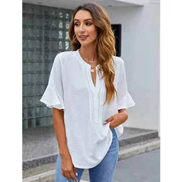 Stylish Women's White Chiffon Blouse with Ruffles