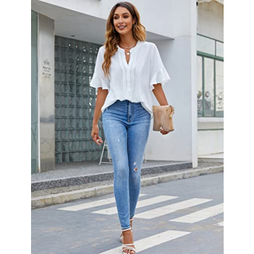 Stylish Women's White Chiffon Blouse with Ruffles