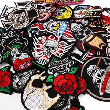 Meneng Embroidered Patches - 30 Assorted Punk Iron-on Appliques