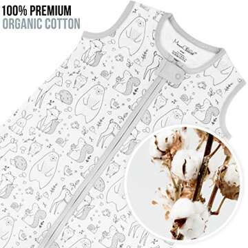 Mama Cheetah Baby Sleep Sack 0.5 TOG, Organic Cotton Baby Wearable Blanket with Two-Way Zipper, Swad...