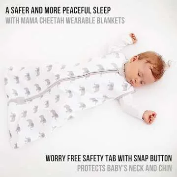 Mama Cheetah Baby Sleep Sack 0.5 TOG, Organic Cotton Baby Wearable Blanket with Two-Way Zipper, Swaddle Transition Baby Sleeping Bag for Newborn Infant Toddler Boy Girl, 0-3 Months