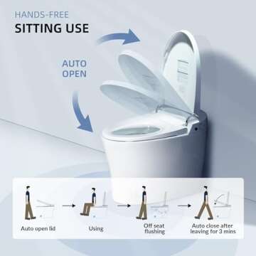 WOODBRIDGE Smart Bidet Toilet, Auto Open & Close, Auto Flush, Foot Sensor Operation, Heated Seat and Integrated Multi Function Remote Control in White