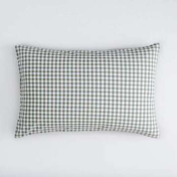 SUSYBAO Green Gingham Duvet Cover Queen 100% Washed Cotton Plaid Duvet Cover Set 3 Pieces 1 Green Grid Duvet Cover with Zipper Ties 2 Pillow Cases Luxury Soft Green Plaid Bedding Set Breathable