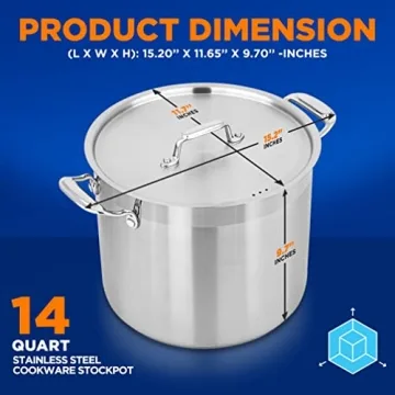 NutriChef 14 Quart Stock Pot - Heavy Duty Stainless Steel