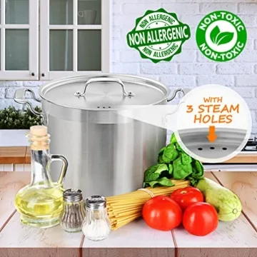 NutriChef 14 Quart Stock Pot - Heavy Duty Stainless Steel