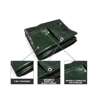 Hanjet Heavy Duty Outdoor Tarp 8 x 10 - Waterproof, Sturdy, and Versatile for All Your Needs