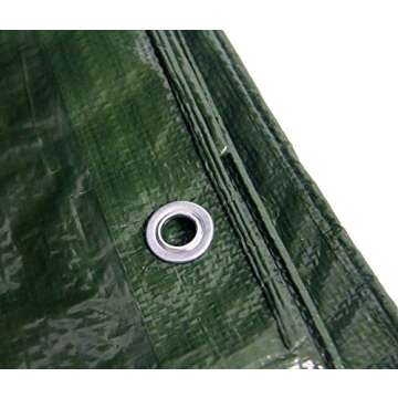 Hanjet Heavy Duty Outdoor Tarp 8 x 10 with Grommets Camping Tarp Shelter Waterproof for Boat Pool Home Army Green 5 Mil Thick