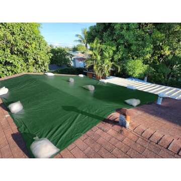 Hanjet Heavy Duty Outdoor Tarp 8 x 10 with Grommets Camping Tarp Shelter Waterproof for Boat Pool Home Army Green 5 Mil Thick