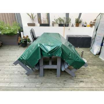 Hanjet Heavy Duty Outdoor Tarp 8 x 10 with Grommets Camping Tarp Shelter Waterproof for Boat Pool Home Army Green 5 Mil Thick