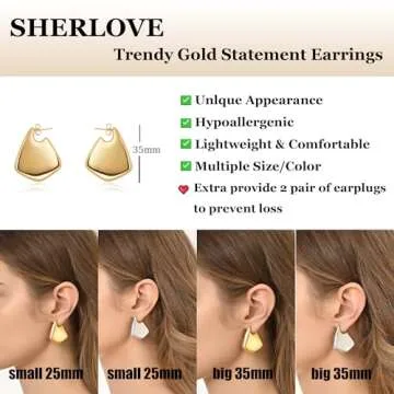 Trendy Gold Earrings by SHERLOVE for All Occasions