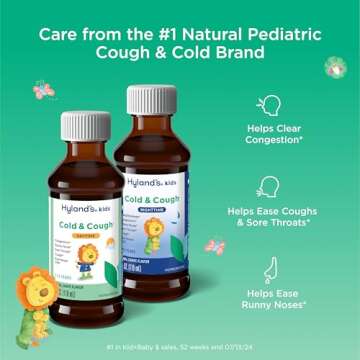 Hyland's Kids Cold and Cough, Day and Night Combo Pack, Cold Medicine for Ages 2 and up, Grape Flavo...