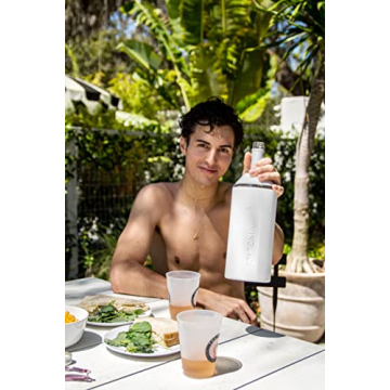 Vinglacé Wine Bottle Chiller- Portable Champagne Insulator- Stainless Steel Wine Cooler Sleeve, White