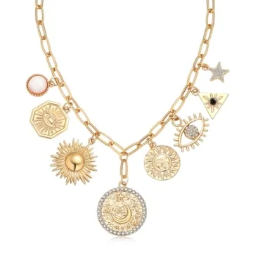 Enchanting BONJOULRY Gold Coin Charms Necklace – Celestial Charm Jewelry