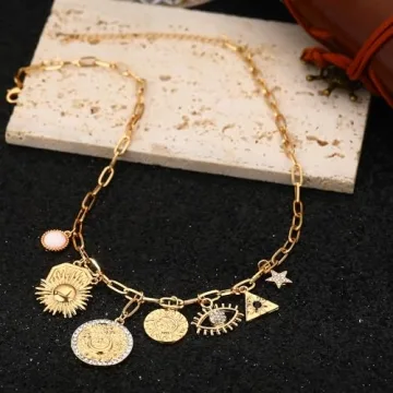 Stylish BONJOULRY Charm Necklace with Celestial Charms