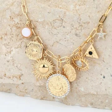 Stylish BONJOULRY Charm Necklace with Celestial Charms