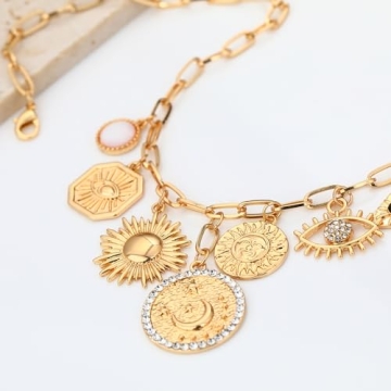 Stylish BONJOULRY Charm Necklace with Celestial Charms