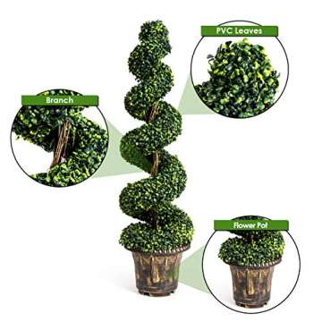 GOPLUS 4 Ft Artificial Boxwood Tree for Home Decor