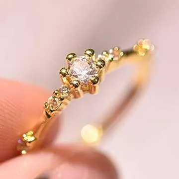 JESMING Tiny Diamond Stacking Rings for Women