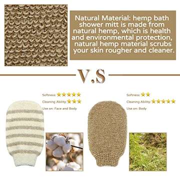 Natural Exfoliating Hemp Bath Mitts for Men & Women