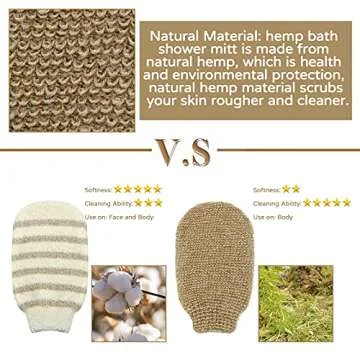 Natural Exfoliating Hemp Bath Mitts for Men & Women