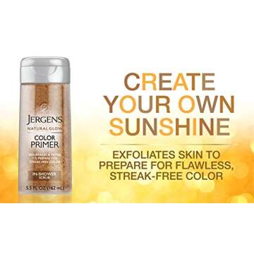 Jergens Natural Glow Color Primer Exfoliating In-Shower Body Scrub, 5.5 Ounces