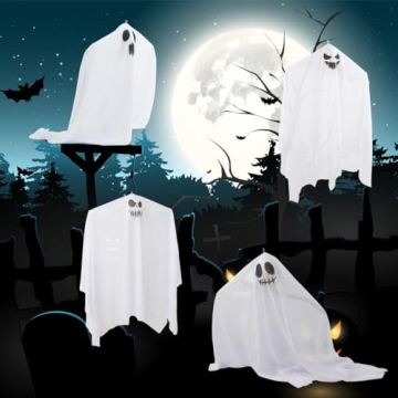 Cute Flying Ghosts for Halloween Decor | Set of 4