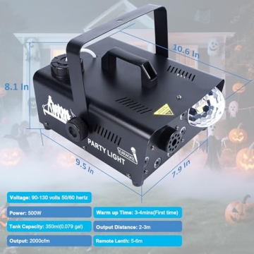 ARICOR Fog Machine - Wireless Remote Smoke Machine with Colorful LED Light Effect, Perfect for Hallo...