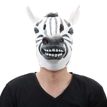 STYLER Latex Zebra Head Mask for Halloween Party - Cosplay Costume Party Animal Mask