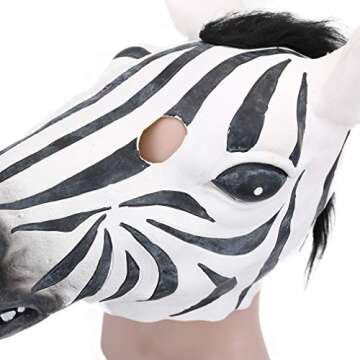 STYLER Latex Zebra Head Mask for Halloween Party - Cosplay Costume Party Animal Mask