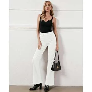 GRAPENT White Pants Women White Jeans for Women's White Jeans Womens Fashion Country Concert Outfits for Women Color Off White Size S Small Size 4 Size 6