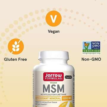 Jarrow Formulas® MSM Capsules, 1,000 mg, Methylsulfonylmethane, Joint Health Support, 200 Capsules, Up To 200 Servings