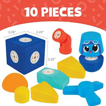 Blockaroo Magnetic Foam Blocks - STEM Preschool Toys for Children, Toddlers, Boys and Girls, The Ultimate Bath Toy - Airplane Set, Bath Building Blocks, Engineering Toys for Kids 3-6