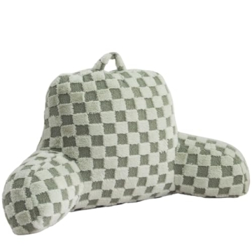 Aimuan Reading Pillow Checkered Bed Rest Wedge Backrest Checkerboard Pillow with Arms Back Support f...