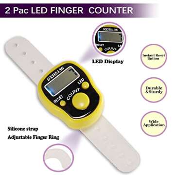 Stitch Counters 2 Pcs LED Digital Row Counter and Stitch Markers 50 Pcs Crochet Stitch Markers for K...