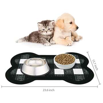 Yinuomo Dog Food Mat, Water Absorbent Pet Food Mat, Non Slip Placemat for Pets Bowl and Water, Easy ...