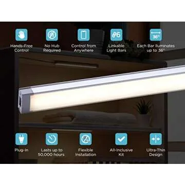 BLACK+DECKER Works with Alexa Smart Under Cabinet Lighting Kit, Adjustable LEDs, (3) 9" Bars White