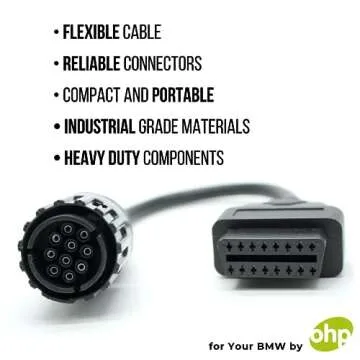 OHP 10 to 16 Pin OBD2 Adapter for BMW Motorcycles - Compatible with GS-911 Diagnostic Tool, OBDLink | Quality Mold (Portable)