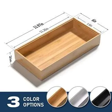VeyFey Silverware Tray - Stackable Bamboo Organizer Set