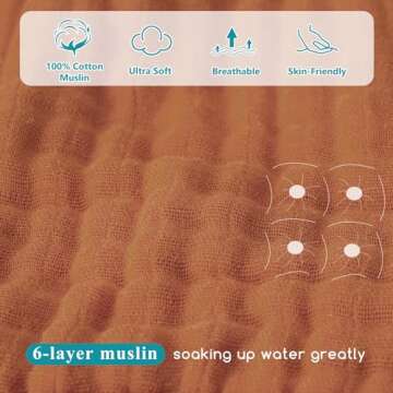 PHF 2 Pack Baby Hooded Towels, 100% Muslin Cotton Baby Bath Towel with Hood for Newborn, Infant, Tod...