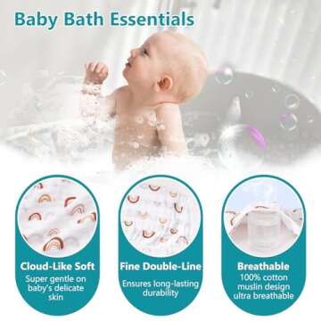 PHF 2 Pack Baby Hooded Towels, 100% Muslin Cotton Baby Bath Towel with Hood for Newborn, Infant, Toddler, Ultra Soft and Absorbent Baby Essentials Bath Towels for Boys Girls, 32x32Inch, Rainbow