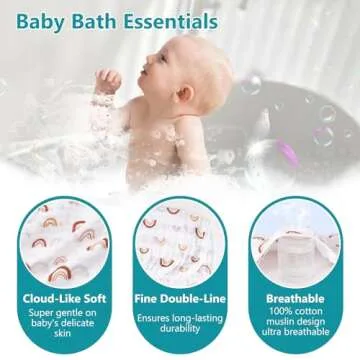 PHF 2 Pack Baby Hooded Towels, 100% Muslin Cotton Baby Bath Towel with Hood for Newborn, Infant, Toddler, Ultra Soft and Absorbent Baby Essentials Bath Towels for Boys Girls, 32x32Inch, Rainbow