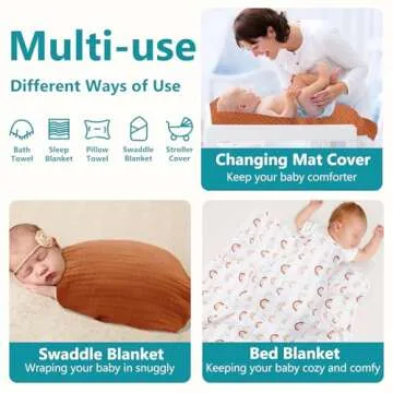 PHF 2 Pack Baby Hooded Towels, 100% Muslin Cotton Baby Bath Towel with Hood for Newborn, Infant, Toddler, Ultra Soft and Absorbent Baby Essentials Bath Towels for Boys Girls, 32x32Inch, Rainbow