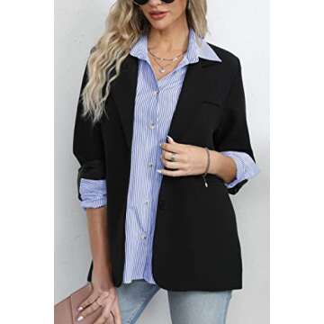 Diosun Womens Striped Button Down Shirts Classic Long Sleeve Stylish Collared Office Work Blouses Tops (Small, Blue)