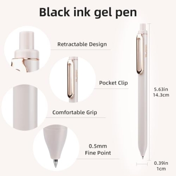 NUSIGN 0.5mm Quick Dry Black Ink Gel Pens 5 Pack